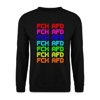 FCK AFD Gegen Rassismus Faschismus - Unisex Pullover - Schwarz - Vorne - Alina (178cm) & Michal (187cm)
