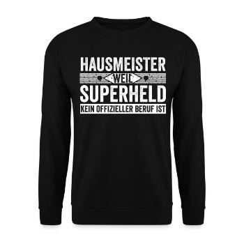 Hausmeister Superheld - Unisex Pullover - Schwarz - Vorne - Alina (178cm) & Michal (187cm)