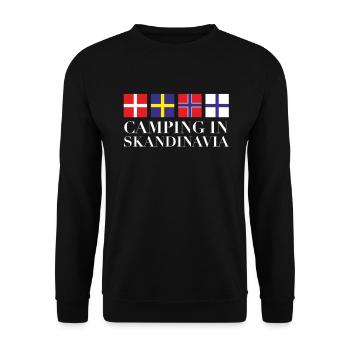 Camping Urlaub in Skandinavien Geschenkidee - Unisex Pullover - Schwarz - Vorne - Alina (178cm) & Michal (187cm)