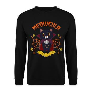 Halloween Vampir Katze Tier - Unisex Pullover - Schwarz - Vorne - Alina (178cm) & Michal (187cm)