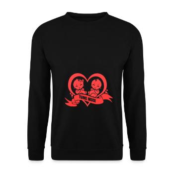 Twins Inside Schwangerschaft Zwillinge Schwanger - Unisex Pullover - Schwarz - Vorne - Alina (178cm) & Michal (187cm)