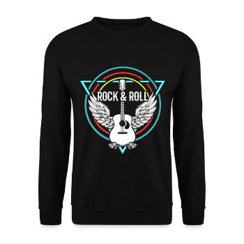 Rock n Roll Rock Roll Rock n Roll guitariste - Sweat-shirt Unisexe - noir - Devant - Alina (178cm) & Michal (187cm)