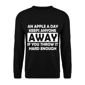 Lustige Sprüche Apfel Sarkasmus Geschenk - Unisex Pullover - Schwarz - Vorne - Alina (178cm) & Michal (187cm)