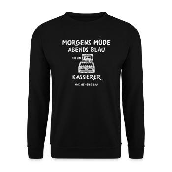 Kassierer und Kassenwart Geschenk zu Weihnachten - Unisex Pullover - Schwarz - Vorne - Alina (178cm) & Michal (187cm)