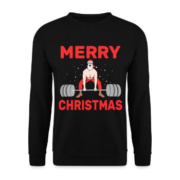 Merry Christmas Santa Claus Fitness Workout Gym - Unisex Pullover - Schwarz - Vorne - Alina (178cm) & Michal (187cm)