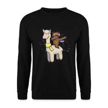 Lama sloth Christmas present - Unisex Sweatshirt - black - Front - Alina (178cm) & Michal (187cm)