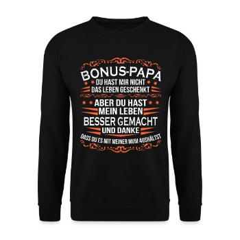 Bonus Papa - Unisex Pullover - Schwarz - Vorne - Alina (178cm) & Michal (187cm)