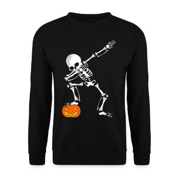 Dabbing Skeleton Halloween Skeleton - Unisex Sweatshirt - black - Front - Alina (178cm) & Michal (187cm)