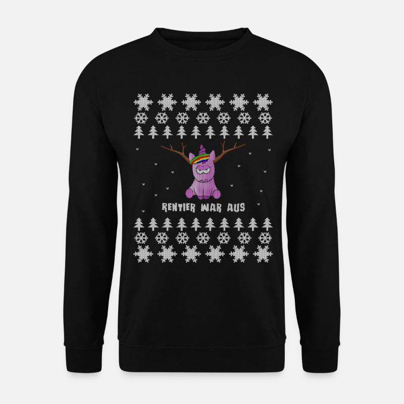 Ugly Christmas Sweater mit lustigem Ersatzrentier - Unisex Pullover - Schwarz