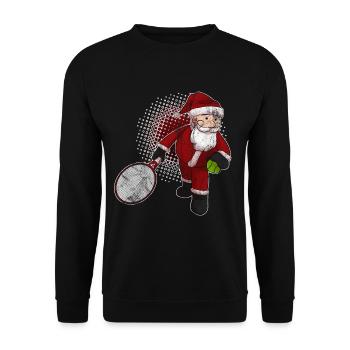 Weihnachtsmann Tennisspieler Weihnachten Tennis - Unisex Pullover - Schwarz - Vorne - Alina (178cm) & Michal (187cm)