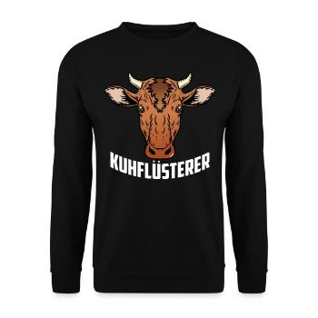 Kuhflüsterer Lustig Landwirtschaft - Unisex Pullover - Schwarz - Vorne - Alina (178cm) & Michal (187cm)