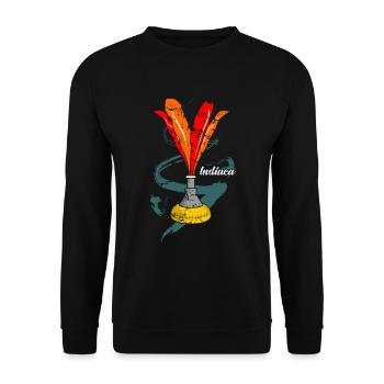 Indiaca Geschenkidee - Unisex Pullover - Schwarz - Vorne - Alina (178cm) & Michal (187cm)