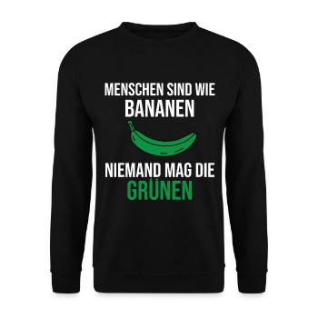 Anti Grün Partei Politik Lustiger Spruch Geschenk - Unisex Pullover - Schwarz - Vorne - Alina (178cm) & Michal (187cm)