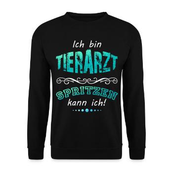 Tierarzt Veterinärmediziner lustiger Spruch Examen - Unisex Pullover - Schwarz - Vorne - Alina (178cm) & Michal (187cm)