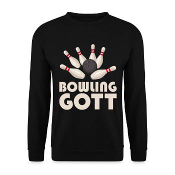Bowling Gott I Bowlingkugel I Bowling T-Shirt - Unisex Pullover - Schwarz - Vorne - Alina (178cm) & Michal (187cm)