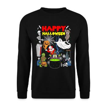 Happy Halloween fantômes sorcière squelette squelette squelette - Sweat-shirt Unisexe - noir - Devant - Alina (178cm) & Michal (187cm)