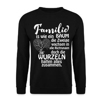 Familie Baum Lustiger Spruch Geschenkidee - Unisex Pullover - Schwarz - Vorne - Alina (178cm) & Michal (187cm)