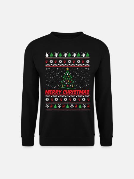 Ugly Christmas Tree Merry Christmas Design - Unisex Pullover - Schwarz