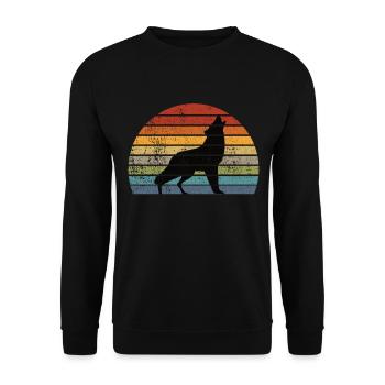 Cadeau rétro de Wolf Silhouette Vintage Animal Protection - Sweat-shirt Unisexe - noir - Devant - Alina (178cm) & Michal (187cm)