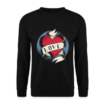 Coeur d'amour de tatouage - Sweat-shirt Unisexe - noir - Devant - Alina (178cm) & Michal (187cm)