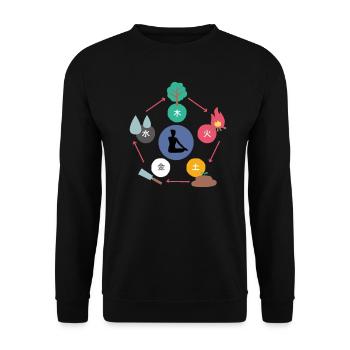 Qigong Qi Gong 5 Fünf Elemente Tai Chi Thai Chi - Unisex Pullover - Schwarz - Vorne - Alina (178cm) & Michal (187cm)