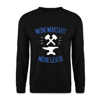 Schlossermeister Schlosser Metallbauer T-Shirt - Unisex Pullover - Schwarz - Vorne - Alina (178cm) & Michal (187cm)