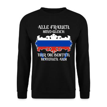 russische Frauen Russin Russkiy Babushka Pyccknn - Unisex Pullover - Schwarz - Vorne - Alina (178cm) & Michal (187cm)
