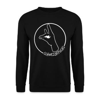 Schweigefuchs Leisefuchs Lehrer Pädogogen Geschenk - Unisex Pullover - Schwarz - Vorne - Alina (178cm) & Michal (187cm)