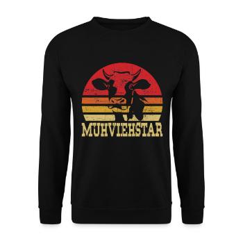 Kuh Muhviehstar Milchbauer Lustig Spruch Geschenk - Unisex Pullover - Schwarz - Vorne - Alina (178cm) & Michal (187cm)