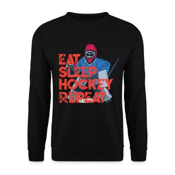 Eishockeytorwart Eishockey Goalie Hockey - Unisex Pullover - Schwarz - Vorne - Alina (178cm) & Michal (187cm)