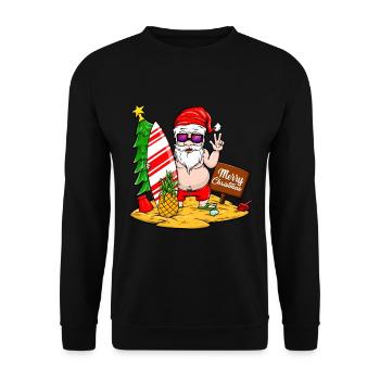Lustiges Weihnachts T-Shirt Geschenk - Unisex Pullover - Schwarz - Vorne - Alina (178cm) & Michal (187cm)
