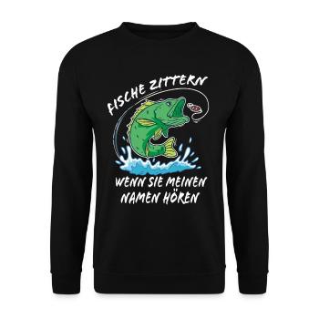 Lustiges Fischer Geschenk für Angler - Unisex Pullover - Schwarz - Vorne - Alina (178cm) & Michal (187cm)