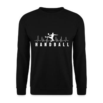 Handball Herzschlag - Unisex Pullover - Schwarz - Vorne - Alina (178cm) & Michal (187cm)