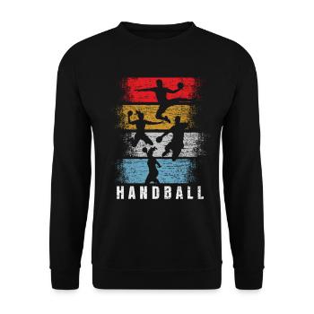Handball Torwart Spieler Retro Geschenk - Unisex Pullover - Schwarz - Vorne - Alina (178cm) & Michal (187cm)