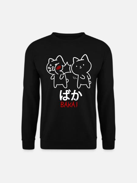 Anime Otaku Lustig Baka Katze Katzen - Unisex Pullover - Schwarz