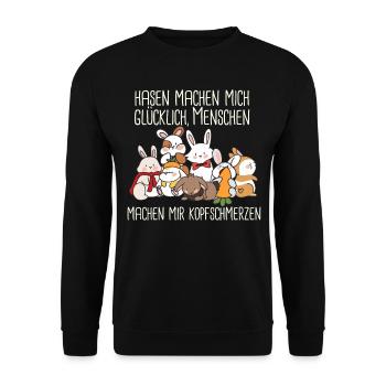 Hase Süß Kaninchen Spruch - Unisex Pullover - Schwarz - Vorne - Alina (178cm) & Michal (187cm)