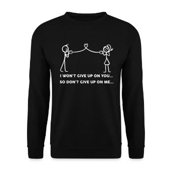 Long Distance T-Shirt Gift - Unisex Sweatshirt - black - Front - Alina (178cm) & Michal (187cm)