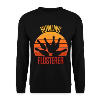 Bowlingflüsterer lustiges Bowling Bowlingspruch - Unisex Pullover - Schwarz - Vorne - Alina (178cm) & Michal (187cm)