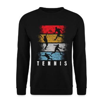 Tennis Retro Sport Ball Gift - Unisex Sweatshirt - black - Front - Alina (178cm) & Michal (187cm)