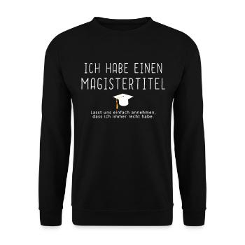 Sponsionshut Motiv Sponsion Magister Hut Geschenk - Unisex Pullover - Schwarz - Vorne - Alina (178cm) & Michal (187cm)