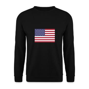 USA Vereinigte Staaten von Amerika US Flagge Fahne - Unisex Pullover - Schwarz - Vorne - Alina (178cm) & Michal (187cm)