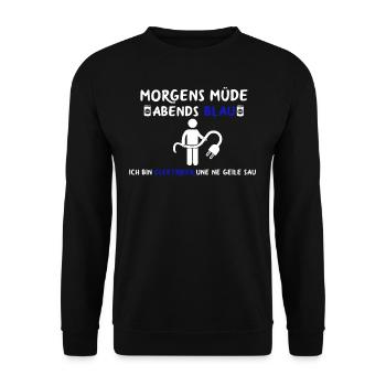 Elektriker Elektrikermeister Elektromeister Strom - Unisex Pullover - Schwarz - Vorne - Alina (178cm) & Michal (187cm)