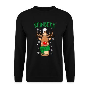 Reinbeer beer Christmas reindeer - Unisex Sweatshirt - black - Front - Alina (178cm) & Michal (187cm)