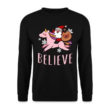 Unicorn Santa Claus Unicorns - Unisex Sweatshirt - black - Front - Alina (178cm) & Michal (187cm)