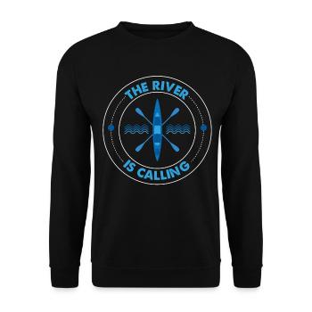 Kajak Der Fluss Ruft Paddel Kanu Paddeln Geschenk - Unisex Pullover - Schwarz - Vorne - Alina (178cm) & Michal (187cm)