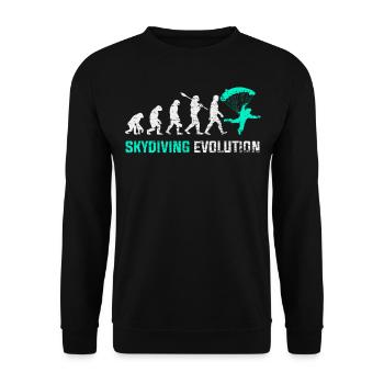 Fallschirmspringen Evolution Geschenk - Unisex Pullover - Schwarz - Vorne - Alina (178cm) & Michal (187cm)