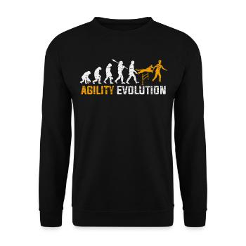 Agility Hund Sport Evolution Geschenk - Unisex Pullover - Schwarz - Vorne - Alina (178cm) & Michal (187cm)