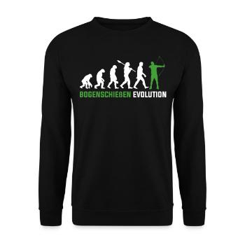 Bogenschießen Evolution - Unisex Pullover - Schwarz - Vorne - Alina (178cm) & Michal (187cm)