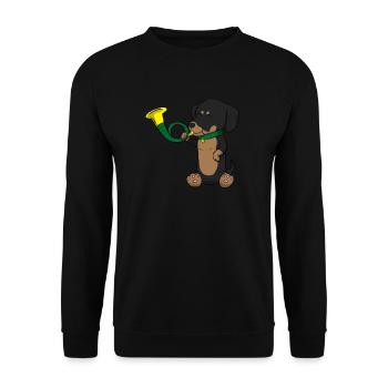 Corne de chasse chien corne de teckel - Sweat-shirt Unisexe - noir - Devant - Alina (178cm) & Michal (187cm)