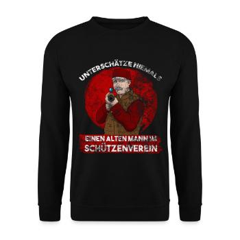 Old man in the shooting club shooter shooting - Unisex Sweatshirt - black - Front - Alina (178cm) & Michal (187cm)